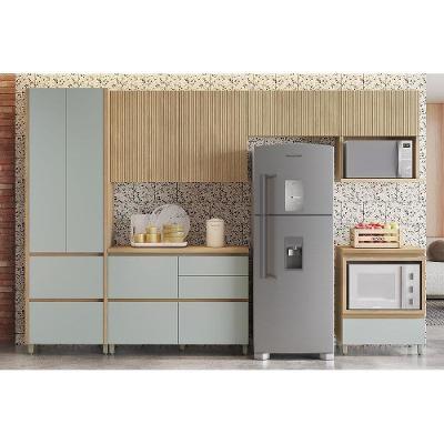 Kit Cozinha Completa Rainha Gourmet 10 Portas 8 Gavetas MDF 120cm Verde com Tampo