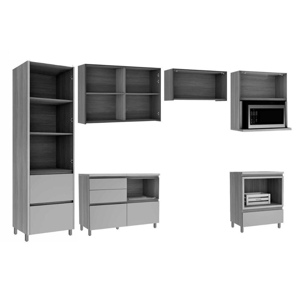 Kit Cozinha Modulada 6 Peças Rainha Gourmet 3 Aéreos + 2 Balcões + 1 Paneleiro C6p01 Branca Nature - 7