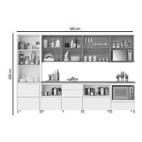 Kit Cozinha Modulada 7 Peças Rainha Gourmet 33 Aéreos + 3 Balcões + 1 Paneleiro C6p37 Nature Verde - 7