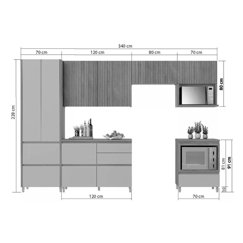 Cozinha Modulada Completa Rainha Gourmet 6 Peças 3aéreos+ 1 Paneleiro +2balcões C6p39 Nature Verde - 6