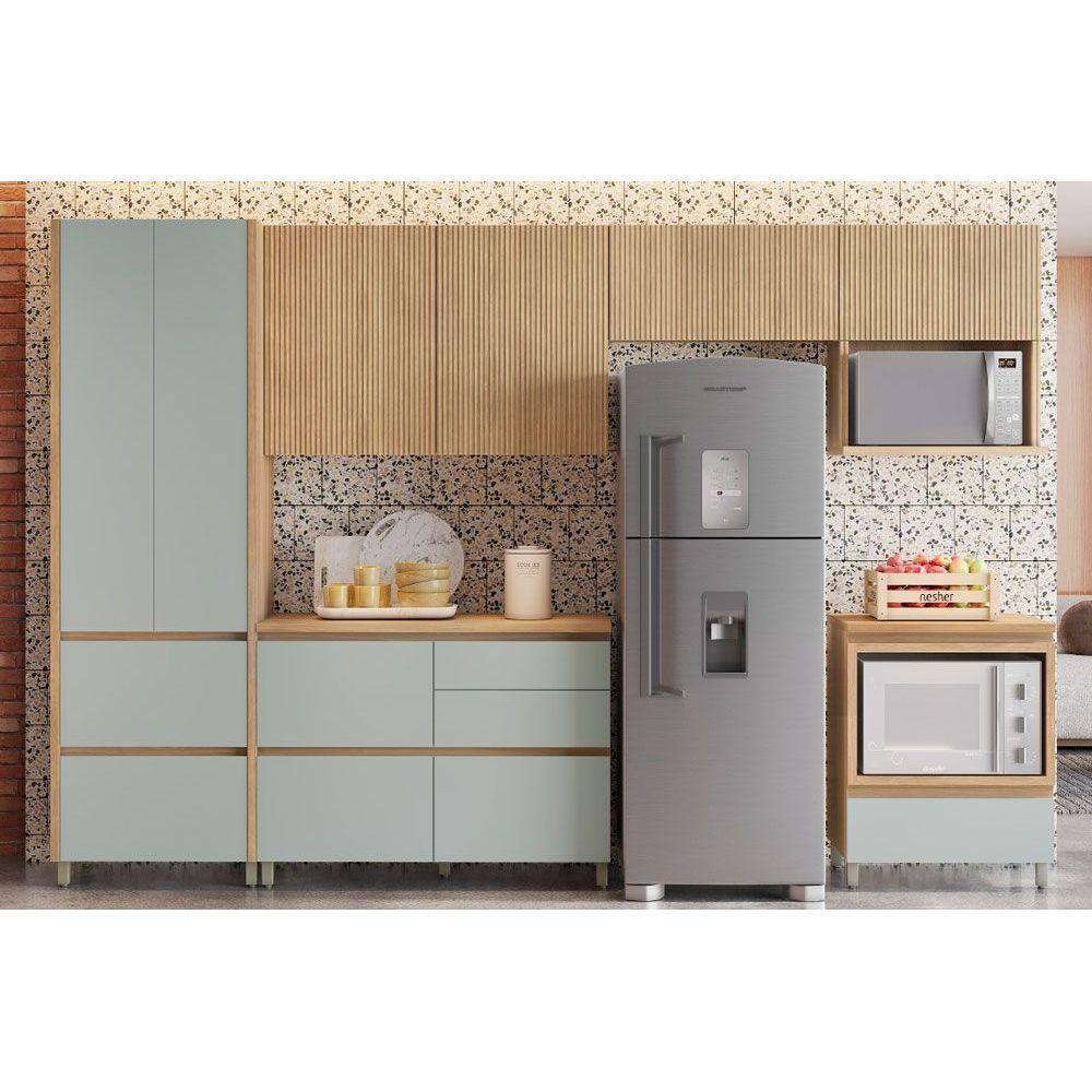 Cozinha Modulada Completa Rainha Gourmet 6 Peças 3 Aéreos + 2 Balcões + 1 Paneleiro C6p01 Nature Verde - 1