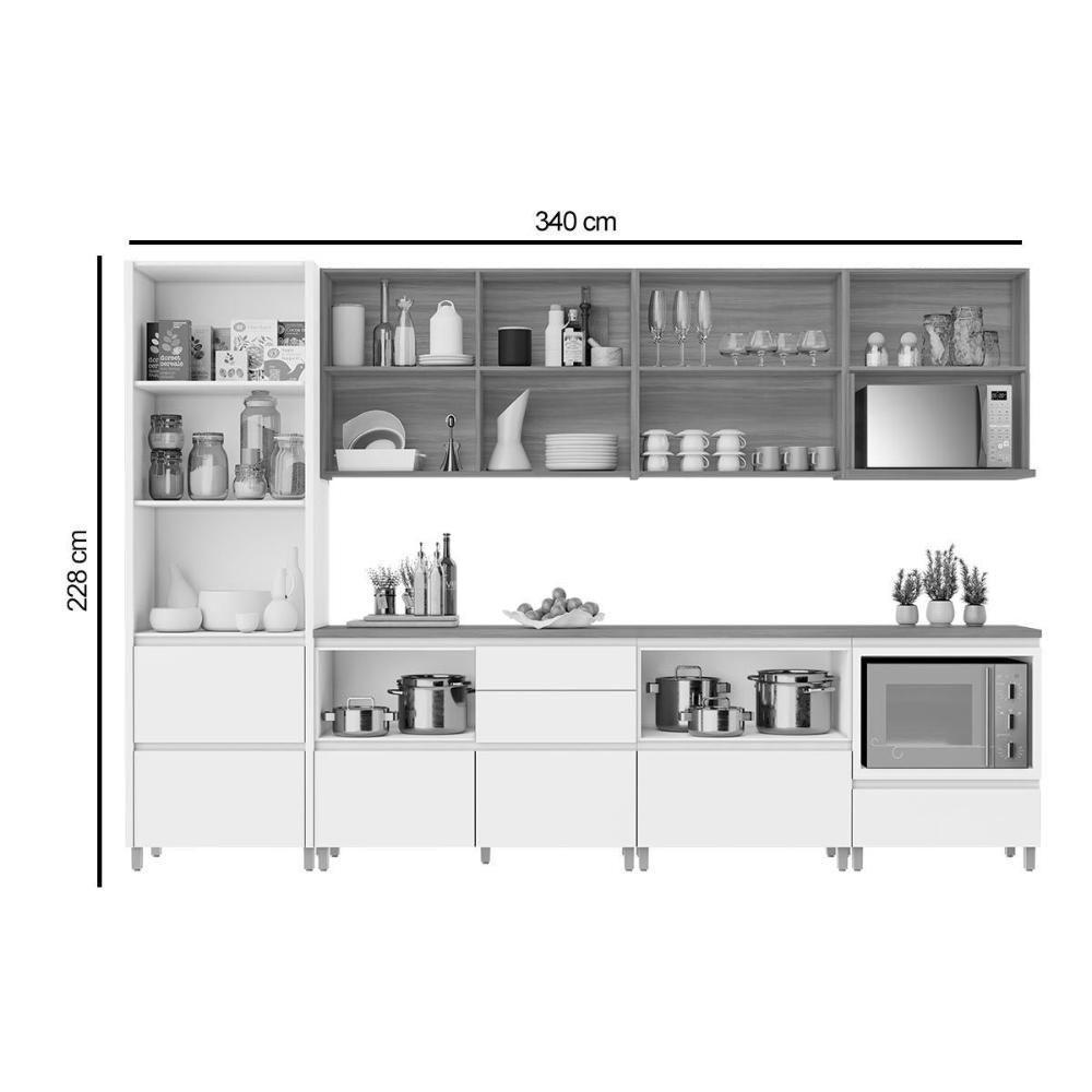 Cozinha Completa 7 Peças Rainha Gourmet 3 Aéreos 3 Balcões 1 Paneleiro C6p37 Nature Verde - 7
