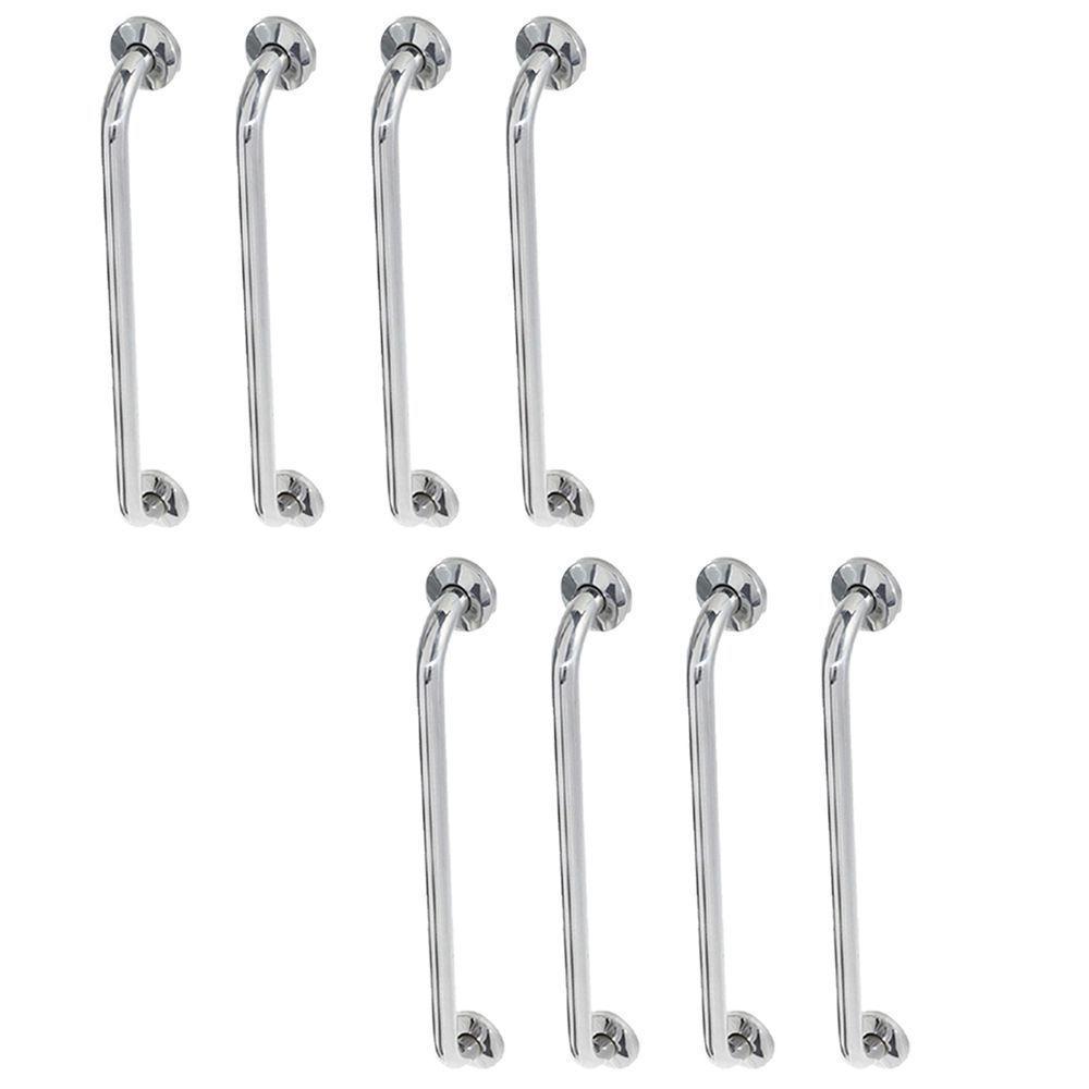 Alça De Apoio Barra 60cm Inox Kit 8 Unidades Acessibilidade Suporte Idoso Cadeirante Resistente Segurança Banheiro Corrimao Escada - 1