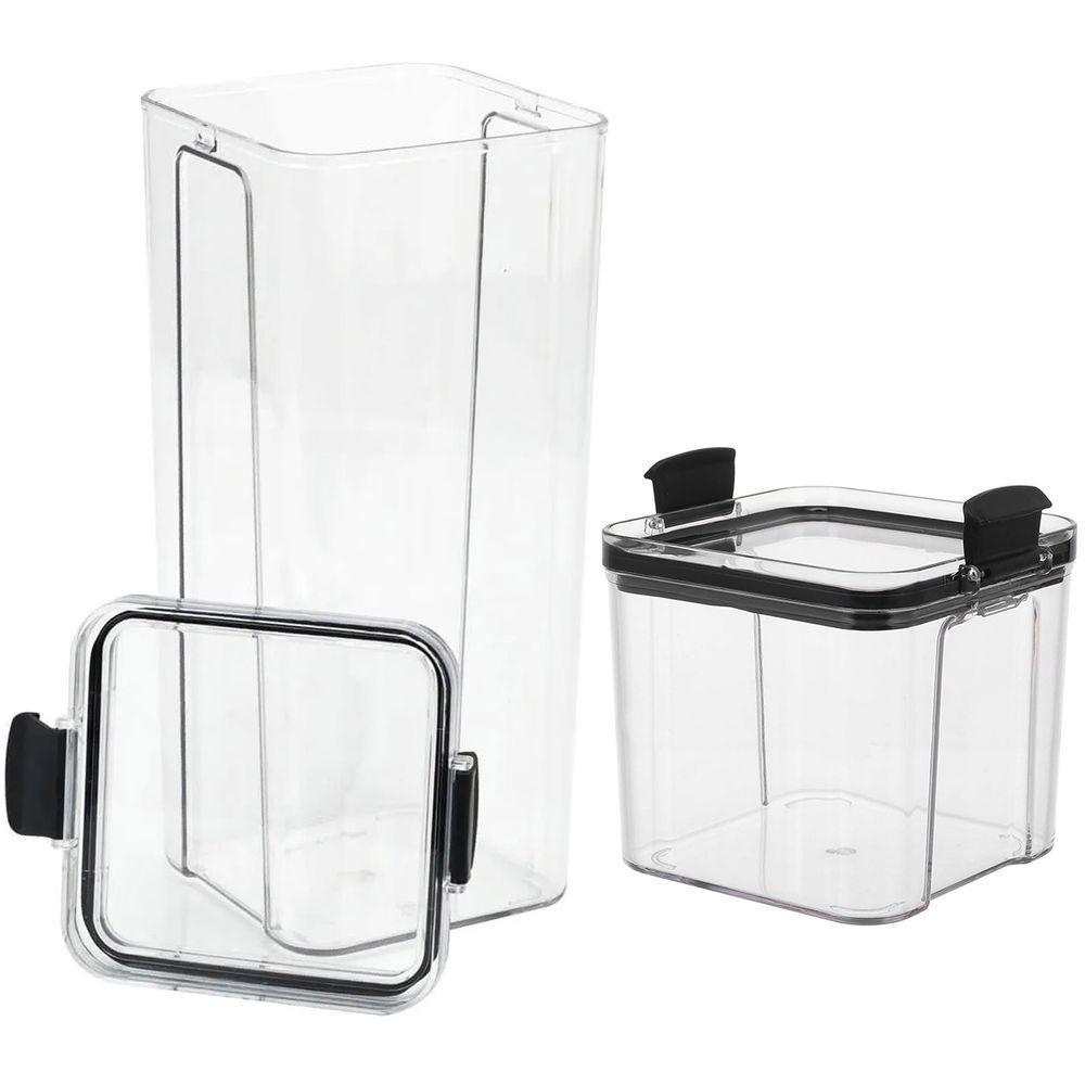 Pote Hermetico Acrilico Transparente Kit 2 Unidades Tampa Veda Trava Multiuso Cozinha Alimento Armar - 1