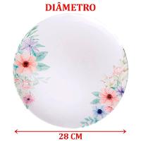 Kit Jogo De Prato Raso Jantar 8 Pessoas 8pçs Floratta 28cm - 2