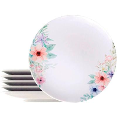 Kit Jogo De Prato Raso Jantar 6pçs 6 Pessoas Floratta 28cm