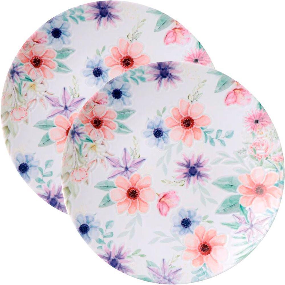 Jogo Pratos Sobremesa Lanche 12 Pessoas 12 Pçs Floratta 21cm - 1