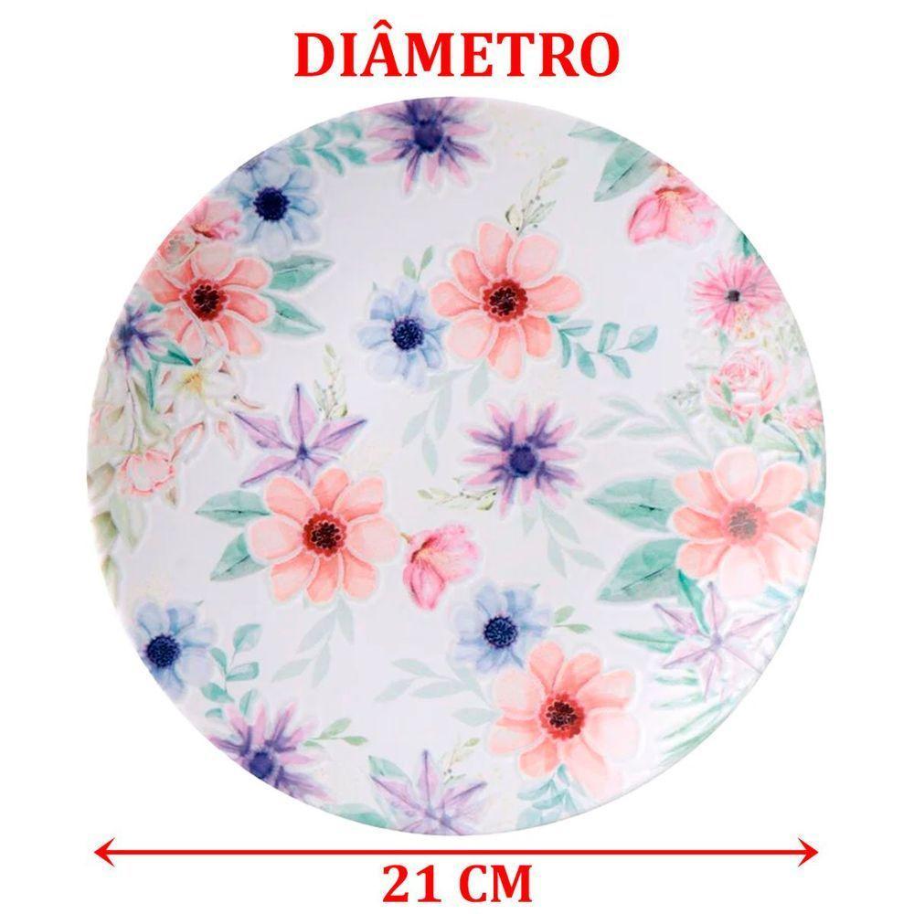 Jogo Pratos Sobremesa Lanche 12 Pessoas 12 Pçs Floratta 21cm - 2