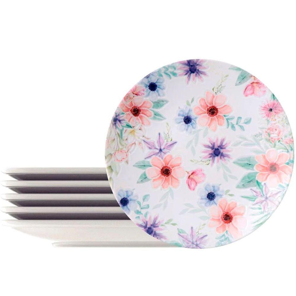 Jogo Pratos Sobremesa Lanche 12 Pessoas 12 Pçs Floratta 21cm - 5
