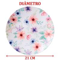 Jogo Pratos Sobremesa Lanche 12 Pessoas 12 Pçs Floratta 21cm - 2