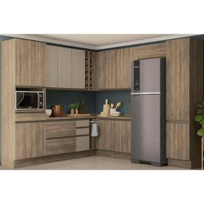 Cozinha Modulada Completa Maxxi 15 Peças 4 Aéreos + 3 Balcões + 2 Paneleiros + 6 Complementos C15p17 Nogal