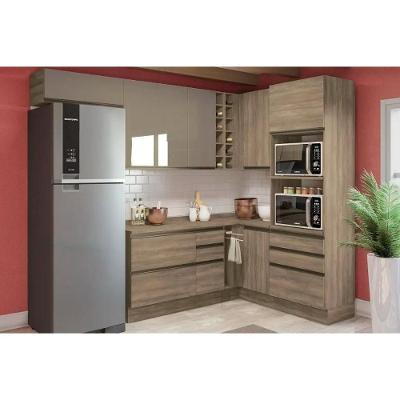Kit Cozinha Modulada 11 Peças Maxxi 3 Aéreos + 2 Balcões + 1 Paneleiro+5complementos C11p33 Nogal