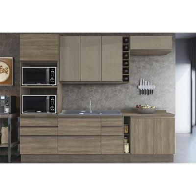 Kit Cozinha Modulada 9 Peças Maxxi 2 Aéreos + 2 Balcões + 1 Torre Quente+4complementos C9p31 Nogal