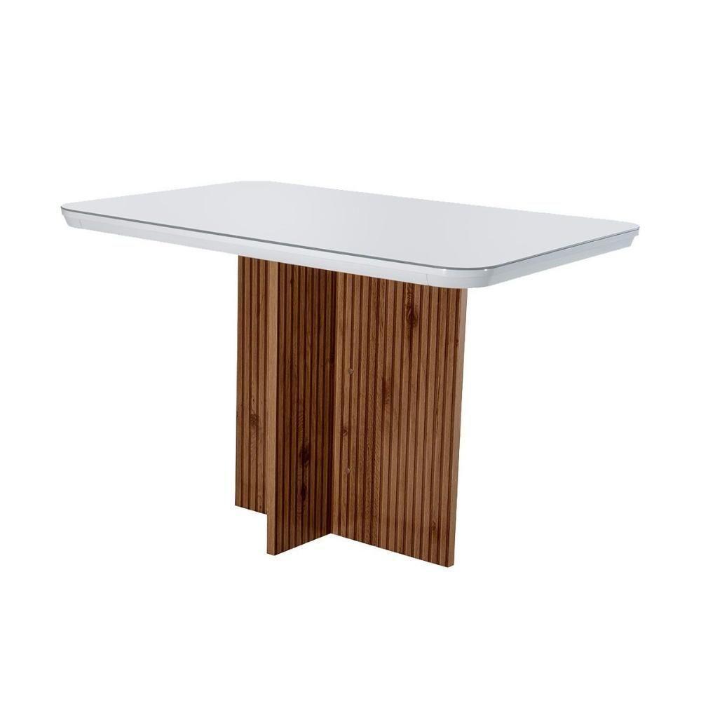 Sala De Jantar Completa Berlim C- Tampo Madeirado Vidro Canto Curvo 120x80cm E 4 Cadeiras Amsterdã Imbuia-off White - Suede Creme - Rufato - 9