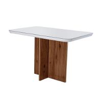 Sala De Jantar Completa Berlim C- Tampo Madeirado Vidro Canto Curvo 120x80cm E 4 Cadeiras Amsterdã Imbuia-off White - Suede Creme - Rufato - 9