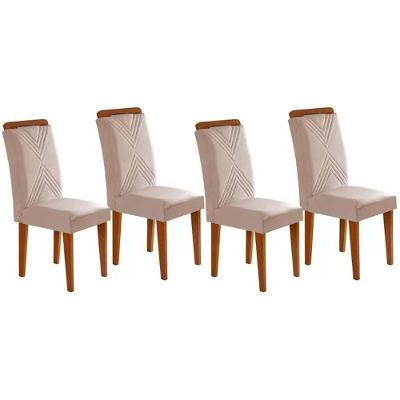 Kit 2 Cadeiras De Cozinha Amsterdã 4 Un Imbuia Suede Creme Rufato