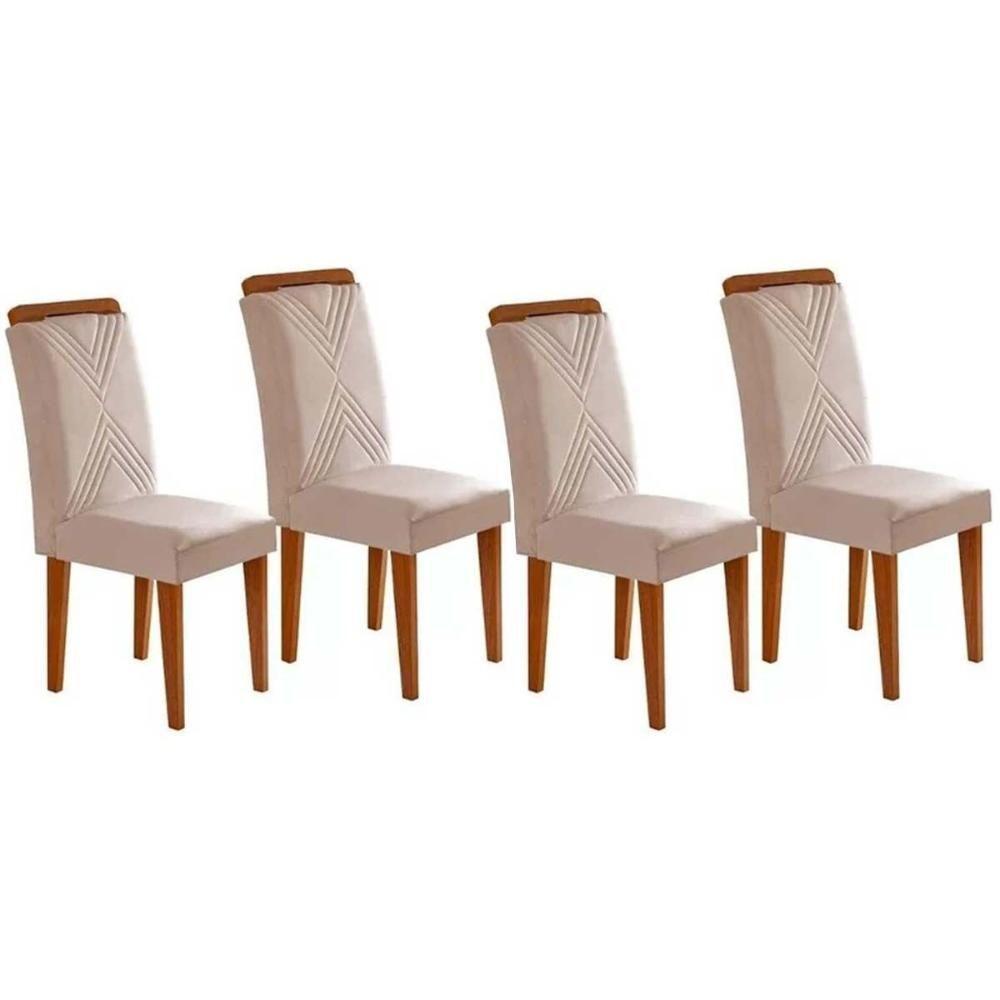 Cadeira De Cozinha Amsterdã Kit 4 Un Imbuia Suede Creme Rufato - 1