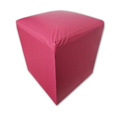 Puff Banqueta Quadrado Cubo Decorativo Courino E Suede Rosa Courino