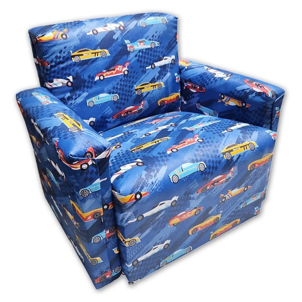 Poltrona Infantil Sofazinho Reforçada Decoração Modelos Carrinhos Azul - 4