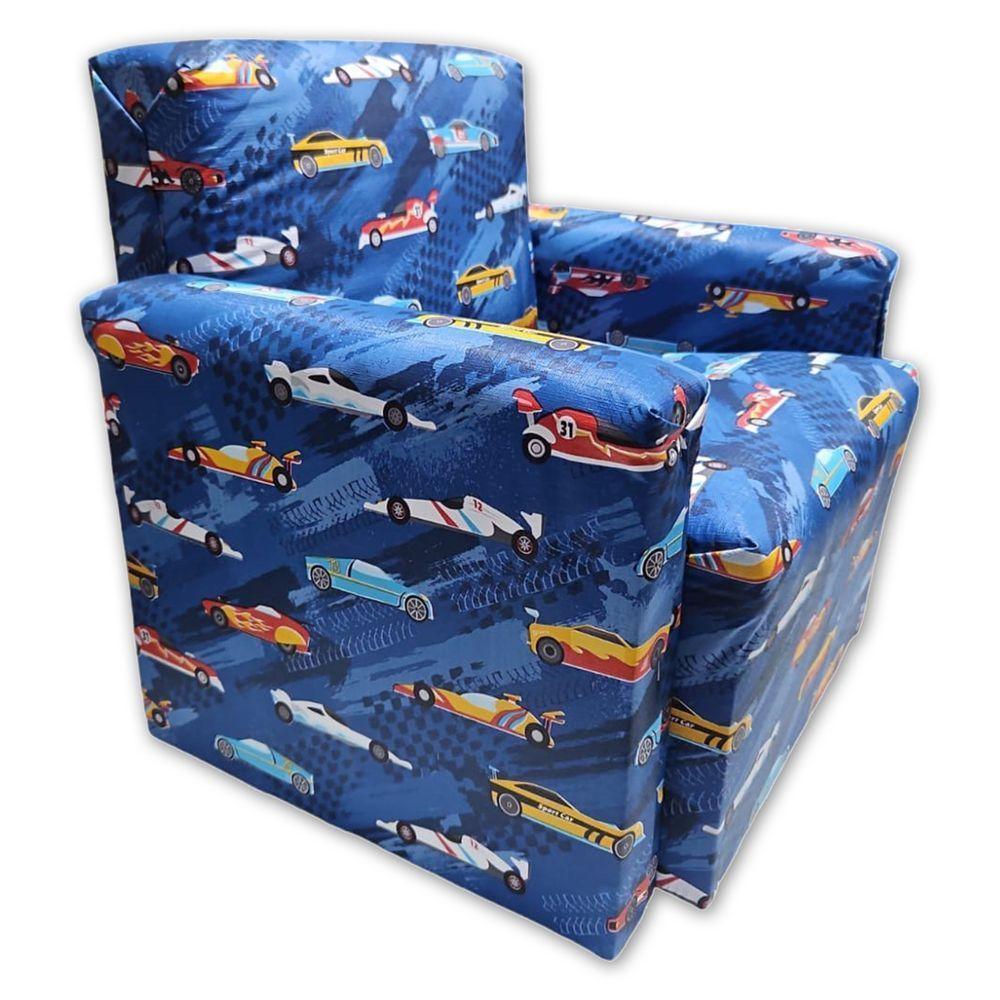 Poltrona Infantil Sofazinho Reforçada Decoração Modelos Carrinhos Azul - 7