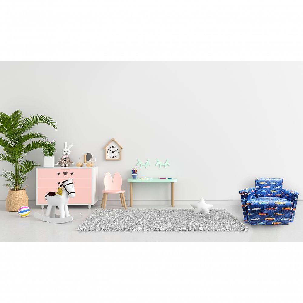 Poltrona Infantil Sofazinho Reforçada Decoração Modelos Carrinhos Azul - 8