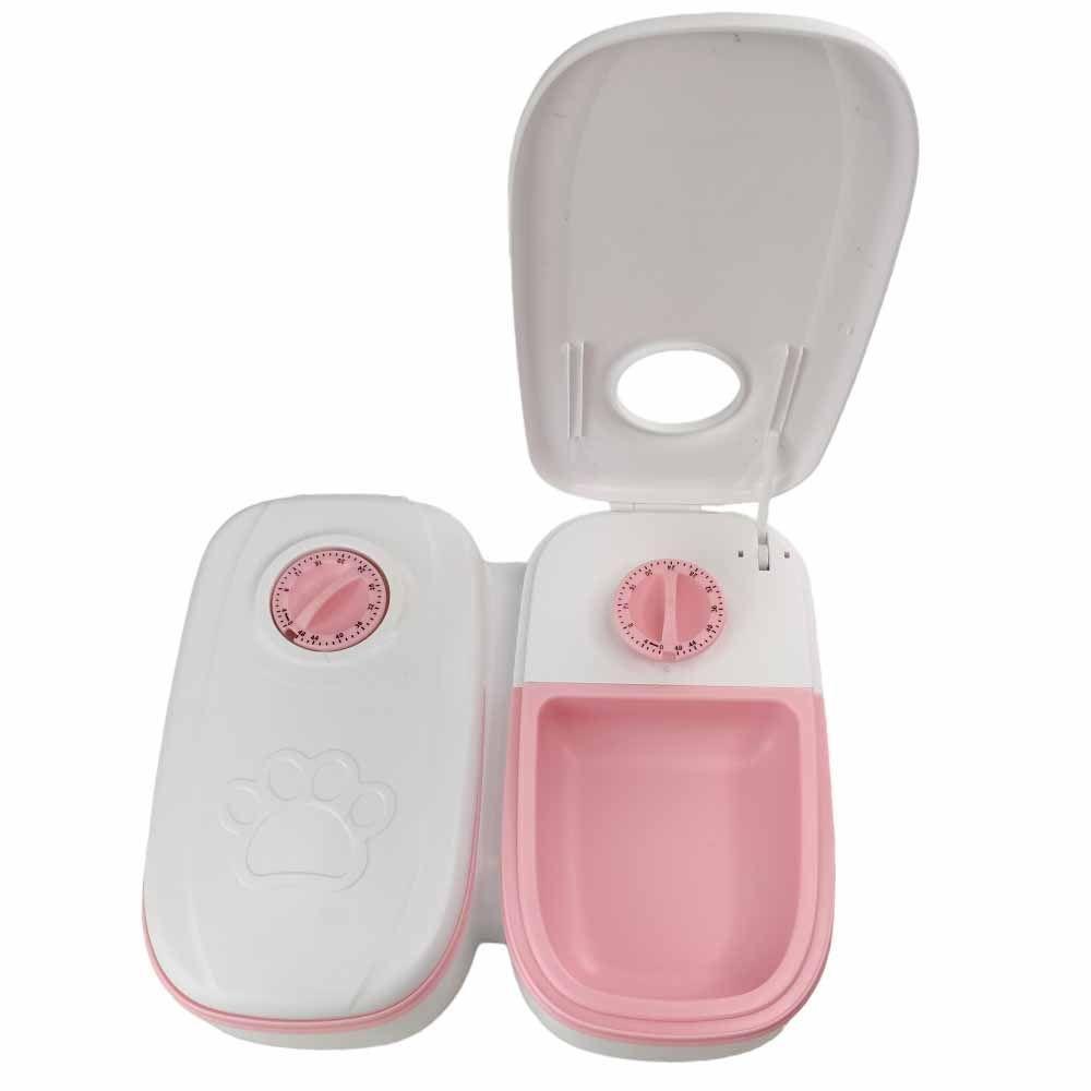 Alimentador Comedouro Bebedouro Temporizador Duplo Agua Raçao 2 Em 1 Cachorro Gato Bichos - 3