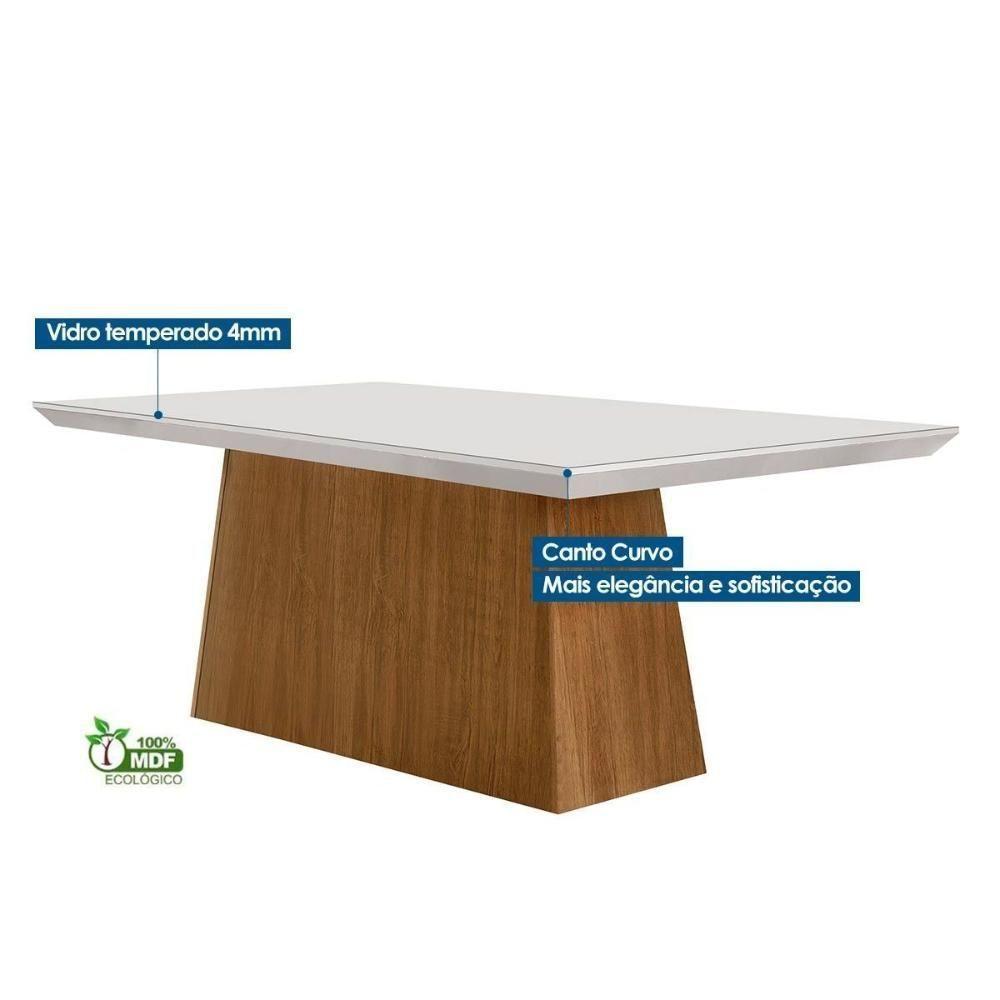 Sala De Jantar Completa Luna Tampo Madeirado C- Vidro Canto Curvo 180x90 E 6 Cadeiras Amsterdã Imbuia-veludo Creme-pérola - Rufato - 3