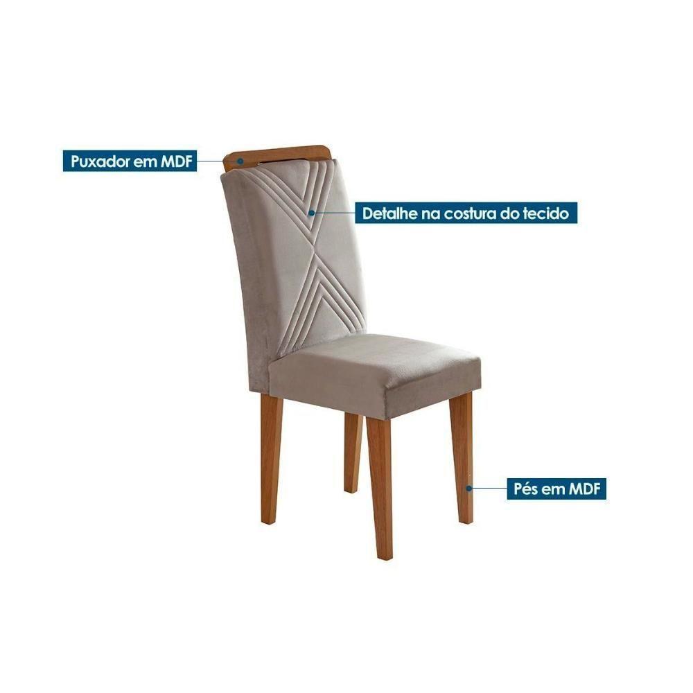 Sala De Jantar Completa Jade C- Tampo Madeirado Vidro Canto Curvo 180x90cm E 6 Cadeiras Amsterdã Imbuia-off White - Suede Creme - Rufato - 5