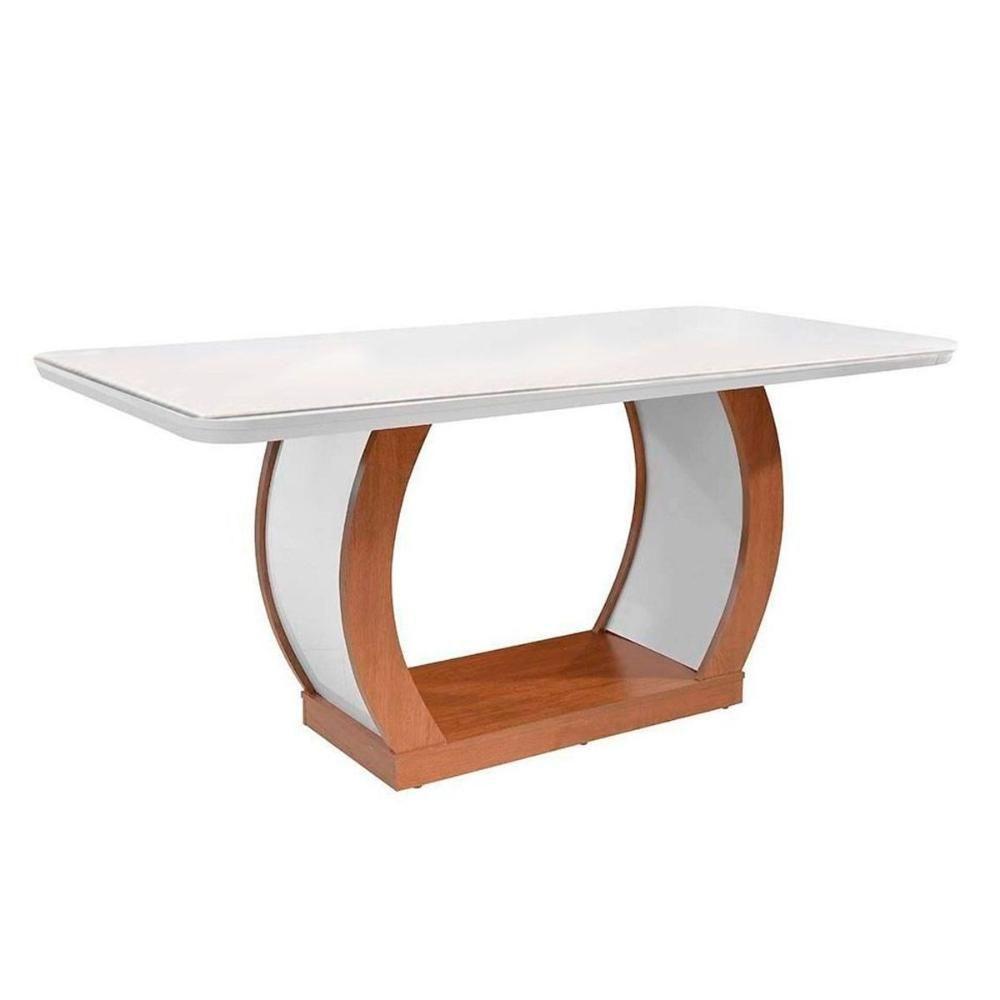 Sala De Jantar Completa Jade C- Tampo Madeirado Vidro Canto Curvo 180x90cm E 6 Cadeiras Amsterdã Imbuia-off White - Suede Creme - Rufato - 8