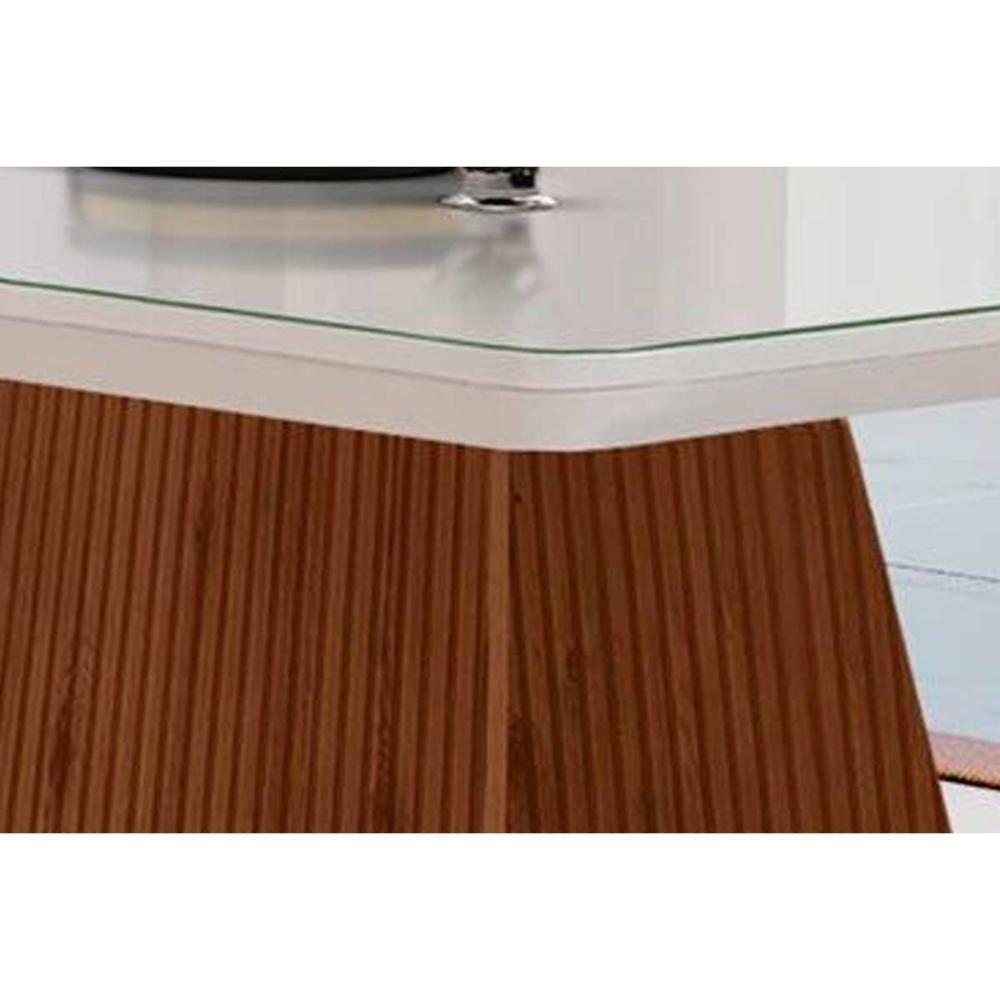 Sala De Jantar Completa Luna Tampo Madeirado C- Vidro Canto Curvo 120x80 E 4 Cadeiras Amsterdã Imbuia-veludo Creme-pérola - Rufato - 6