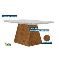 Sala De Jantar Completa Luna Tampo Madeirado C- Vidro Canto Curvo 120x80 E 4 Cadeiras Amsterdã Imbuia-veludo Creme-pérola - Rufato - 7