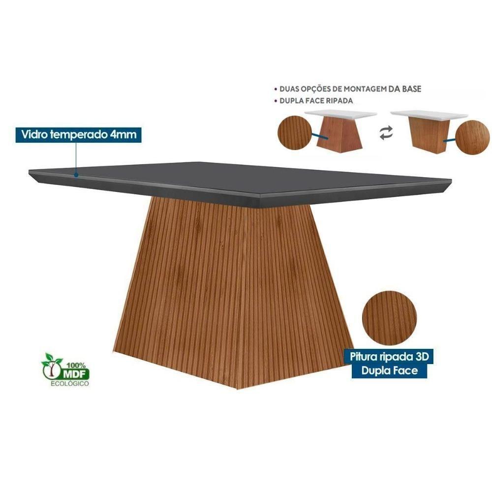 Sala De Jantar Completa Luna Tampo Madeirado C- Vidro Canto Reto 120x80 E 4 Cadeiras Amsterdã Imbuia - Veludo Creme - Rufato - 2