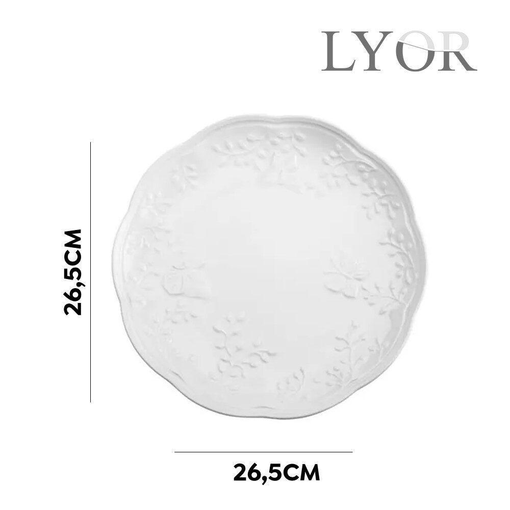 Jogo 4 Pratos Raso Porcelana New Bone Butterfly 26,5cm Lyor Branco - 4