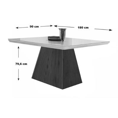 Sala De Jantar Completa Luna Tampo Madeirado C- Vidro Canto Curvo 120x80 E 4 Cadeiras Amsterdã Imbuia-veludo Creme-pérola - Rufato