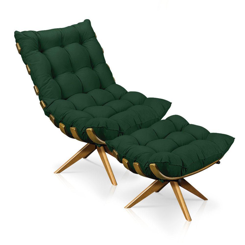 Kit 01 Poltrona e 01 Puff Giratório Costela Base - 1