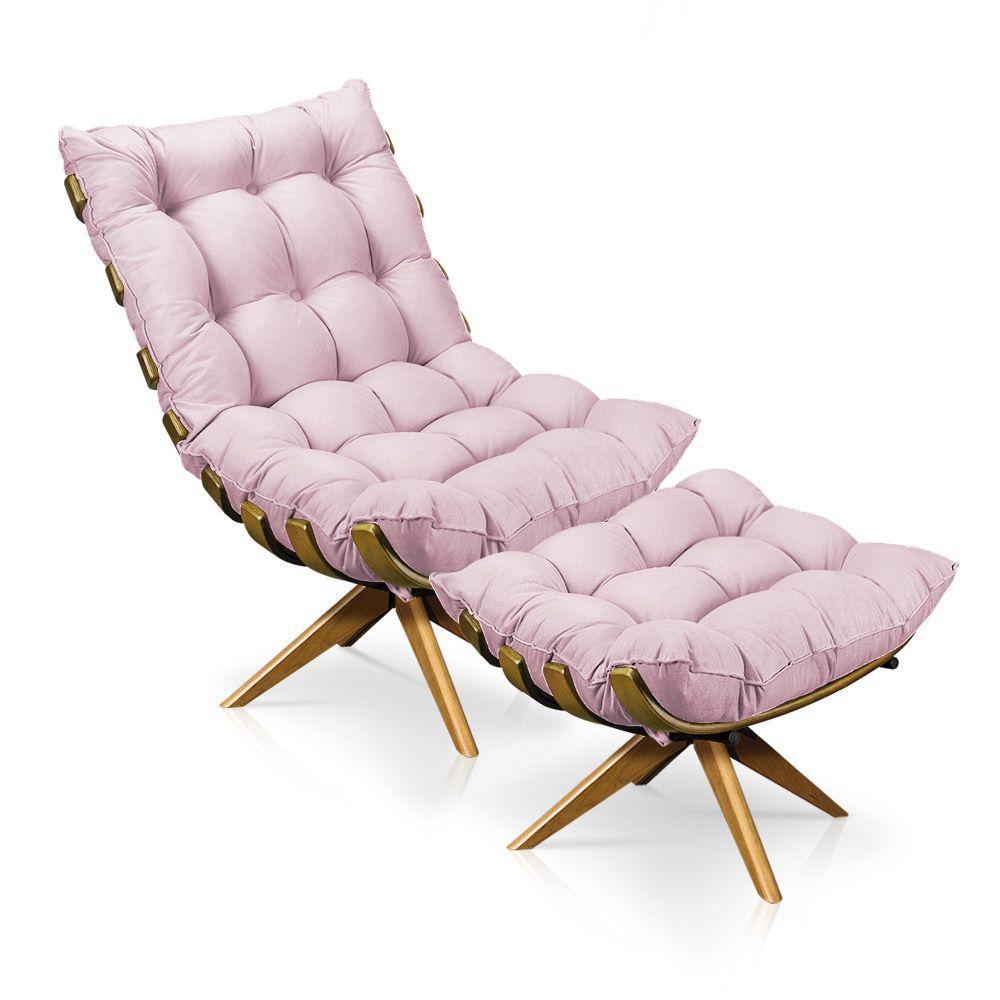 Kit 01 Poltrona e 01 Puff Giratório Costela Base - 1