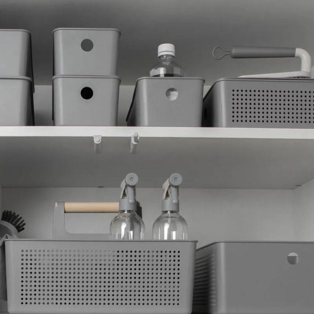 Cesto Organizador Multiuso Lavanderia Flow 34x15x13 Chumbo - 2