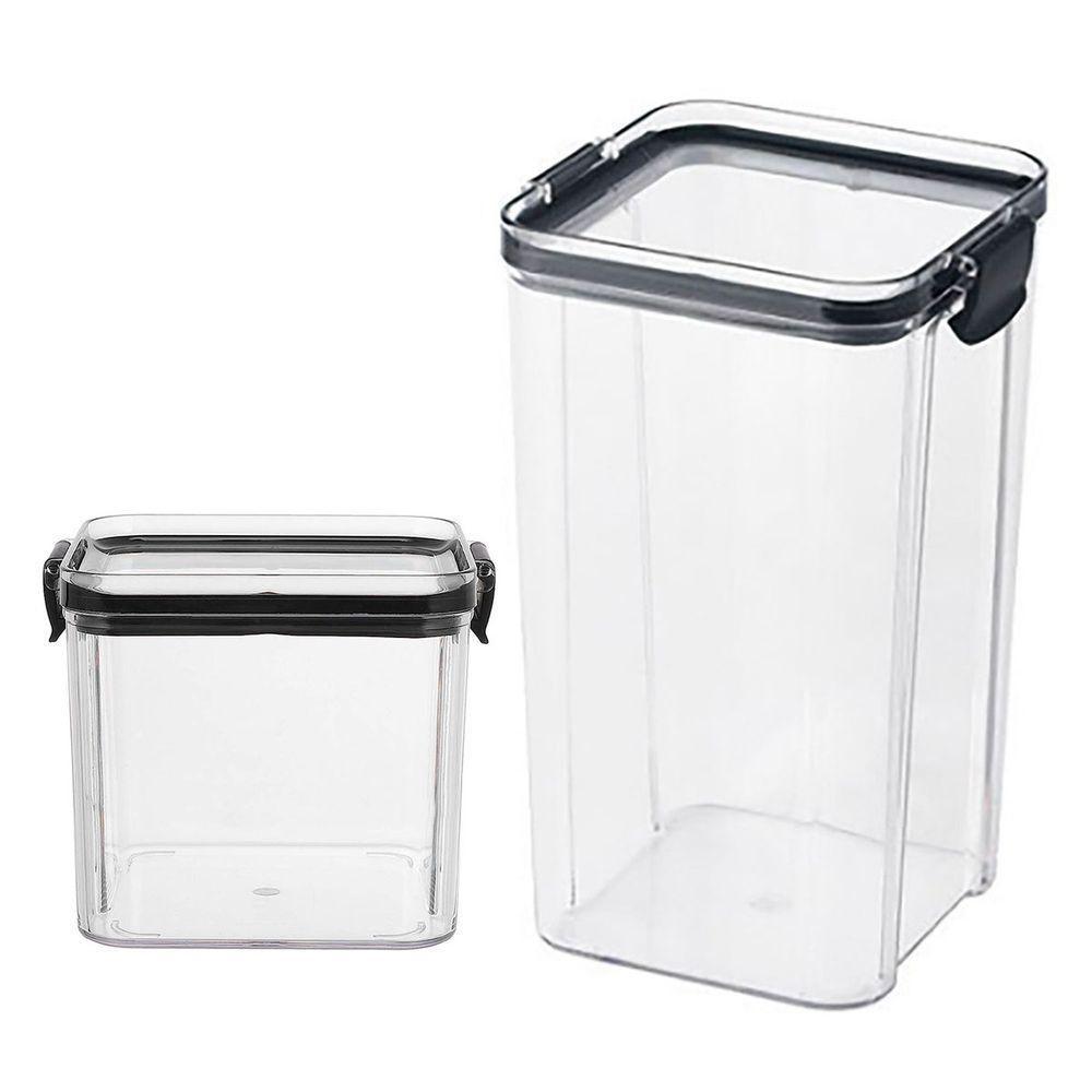 Pote Hermetico Conserva Tampa Com Trava Kit 2 Unidades Acrilico Transparente Alimento Mantimento - 1