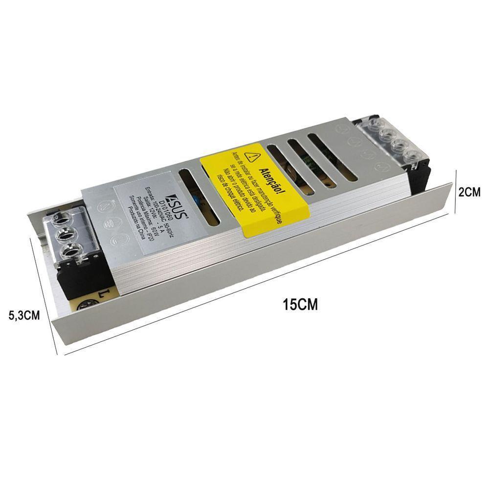 Fonte Driver Slim Chaveada 5a 12v Fita De Led Perfil Cftv Camera Iluminaçao Segurança Lustre - 5