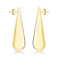 Brinco Gota Lisa Fina Comprida Semijoia Banhado A Ouro 18k - 1