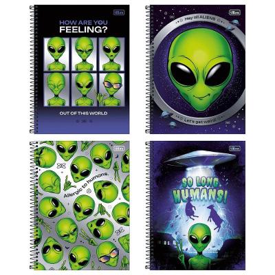 Kiit C- 4 Caderno Universitário Orbit Aliens Tilibra Capa Dura Espiral - 10m 160 Folhas
