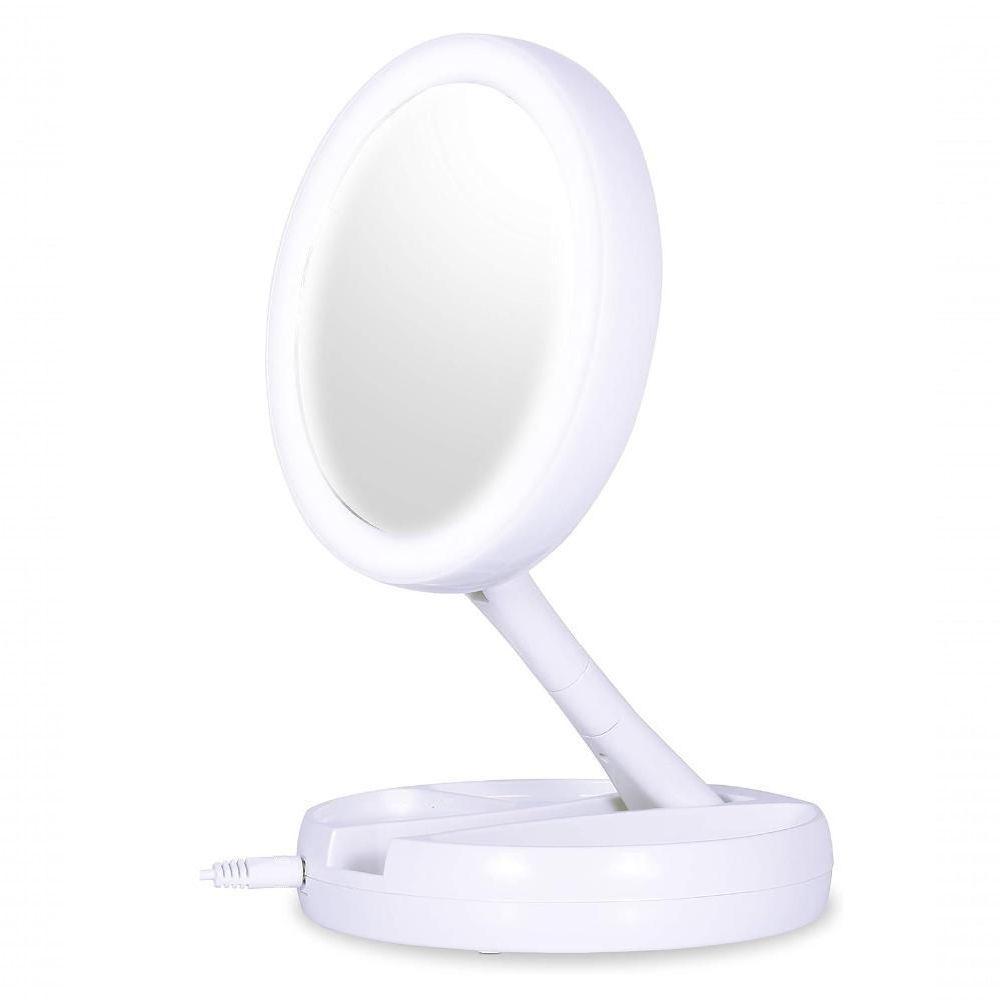 Espelho De Maquiagem Com Luz Led Aumenta 10x Dobravel E Portátil - 4