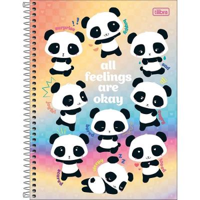 Caderno Universitário Lovely Friend Tilibra Capa Dura Espiral - 1 Matéria 80 Folhas All Feelings Are Okay