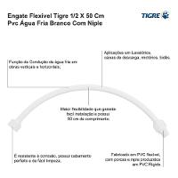Engate Flexível Tigre 1-2 X 50 Cm Pvc Agua Fria Branco Com Niple - 2