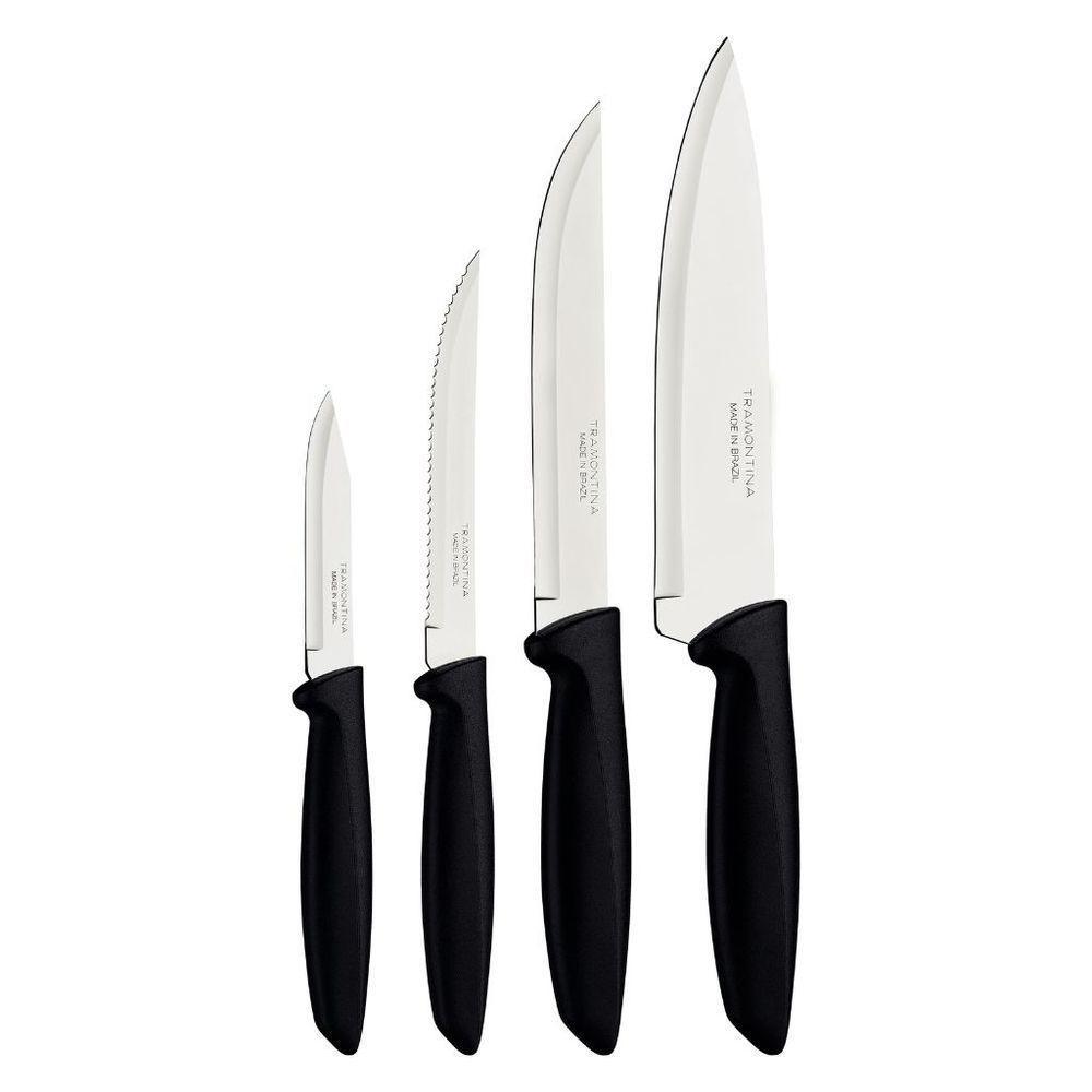 Jogo De Facas Tramontina Plenus Com Lâminas Em Aço Inox E Cabos De Polipropileno Preto - 04 Peças - 2