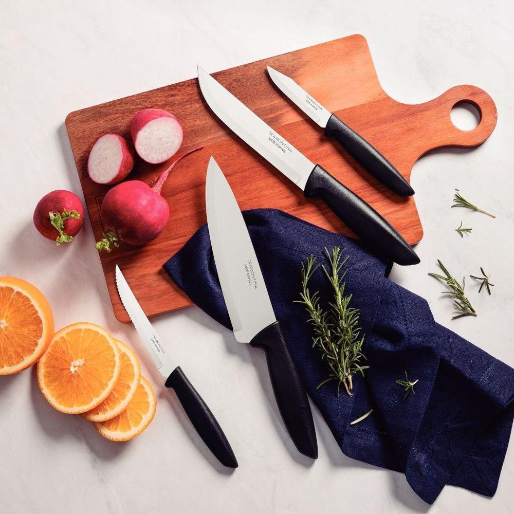 Jogo De Facas Tramontina Plenus Com Lâminas Em Aço Inox E Cabos De Polipropileno Preto - 04 Peças - 3