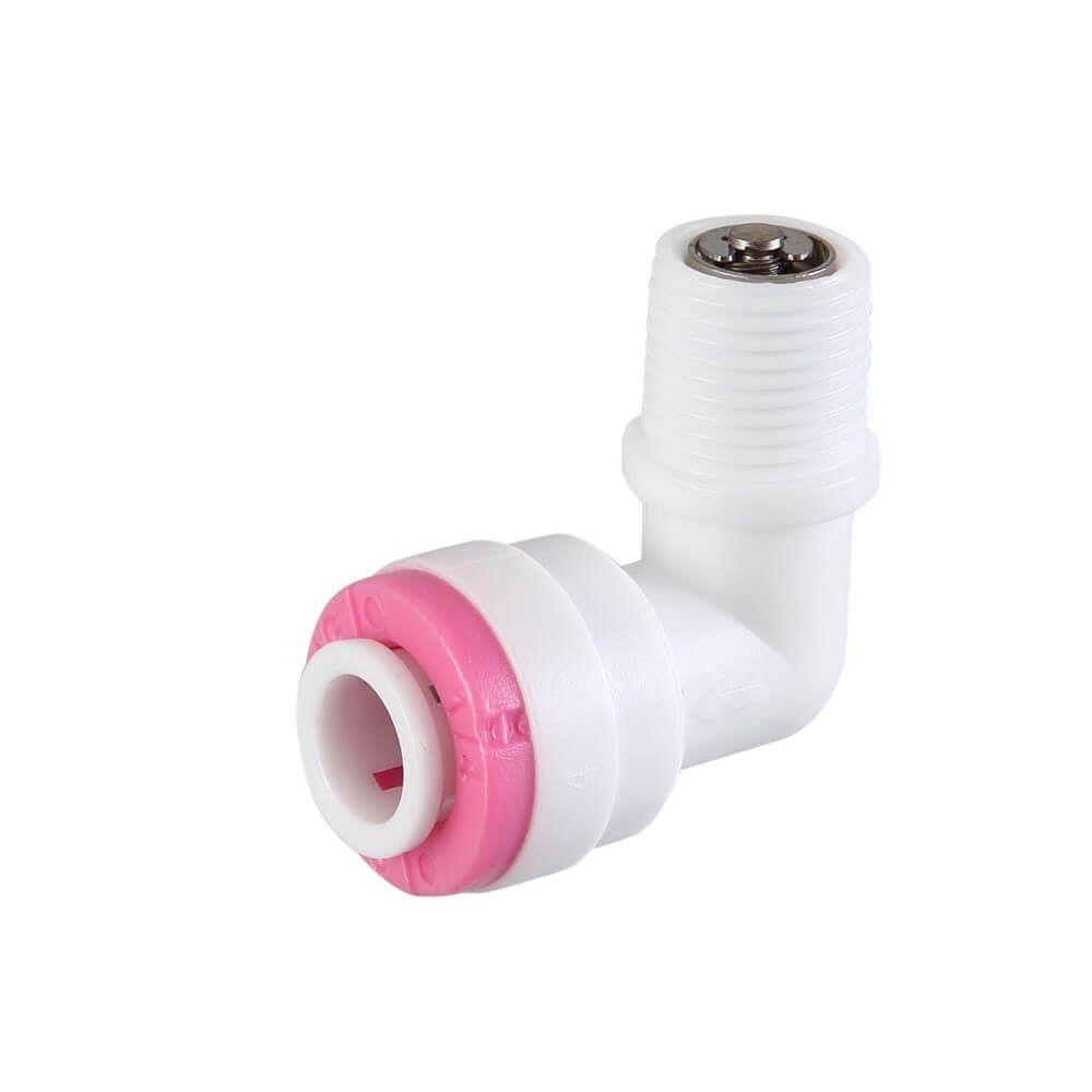 Válvula De Retorno Check Valve Em Cotovelo Para Osmose Reversa Mangueira 1/4" - Rosca 1/8" - 1