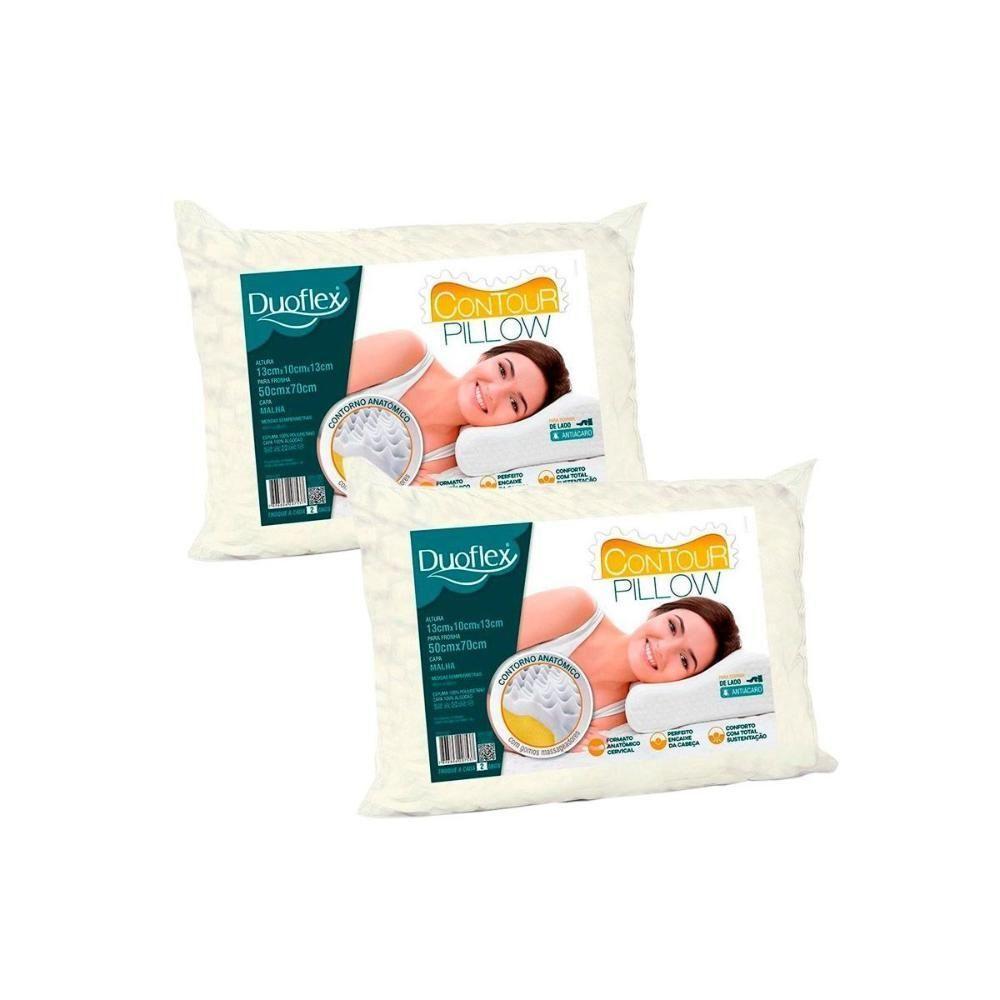 Travesseiro Espuma Aerada Contour Pillow Tp2102 C/ Capa De Algodão Kit C/ 2 Un (50x70) - Duoflex - 1