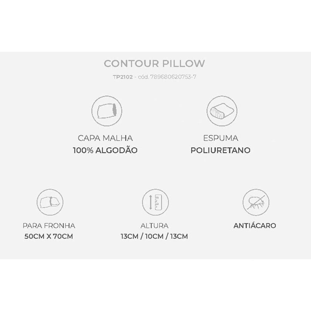 Travesseiro Espuma Aerada Contour Pillow Tp2102 C/ Capa De Algodão Kit C/ 2 Un (50x70) - Duoflex - 3