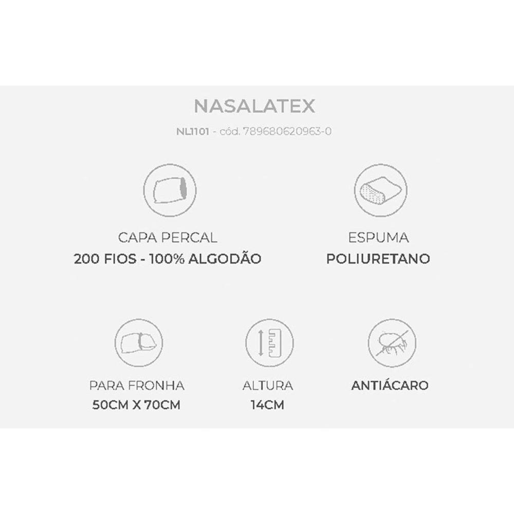 Travesseiro Látex Nasa Nl1101 C/ Capa Percal 200 Fios Kit C/ 2 Un 50x70 - Duoflex - 5